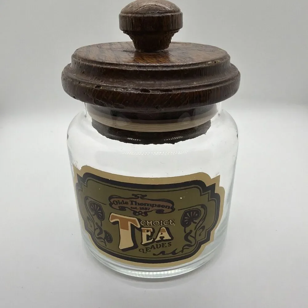 Vintage Olde Thompson Glass Tea Jar Canister With Lid